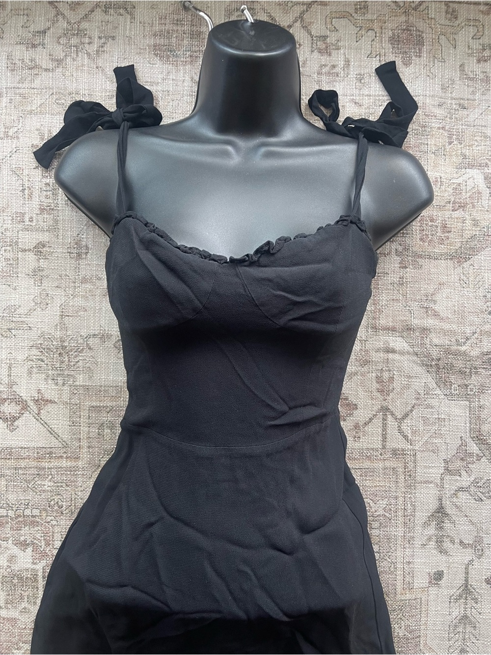 Reformation Black Nikita Midi Dress with Ruffled Hem & Sweetheart Neckline - Picture 6 of 10